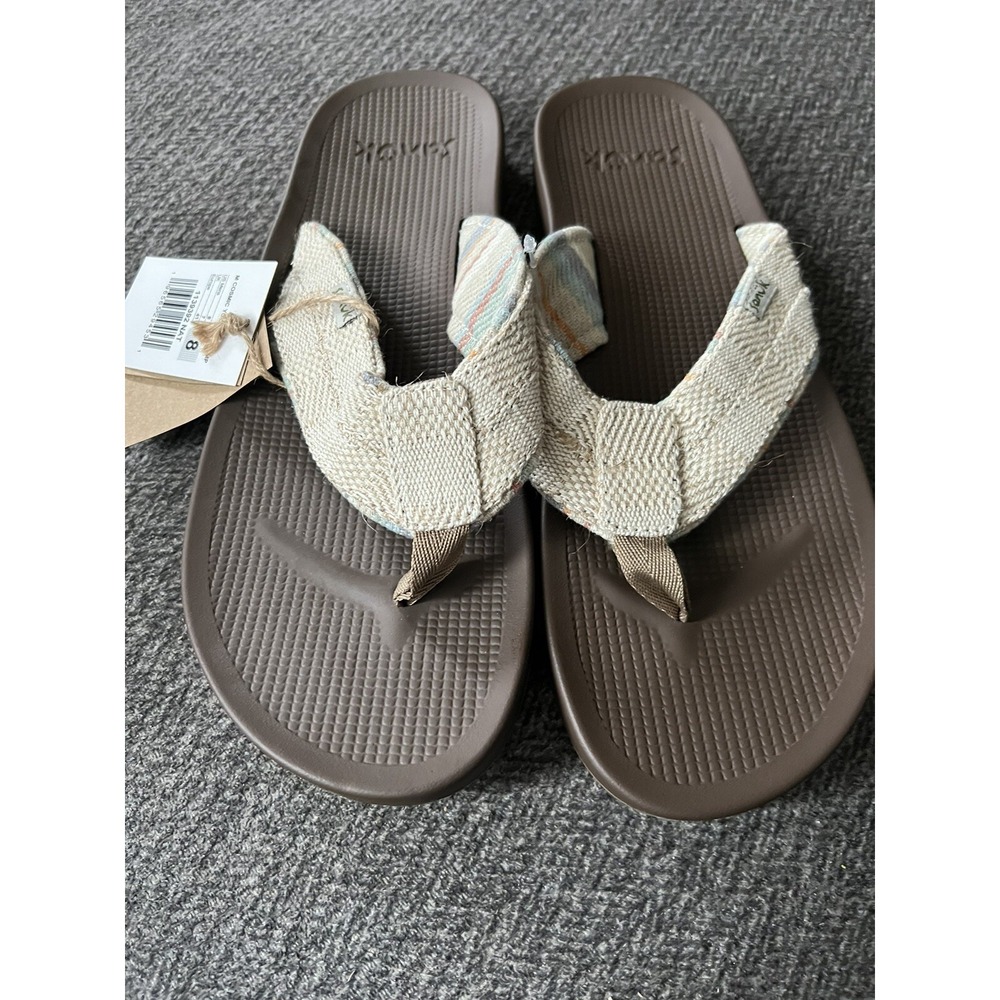Sanuk Mens 8 Flip Flop Cosmic Yoga Mat Hemp Natural Brown Sandals 1139392 NWT - Picture 4 of 6